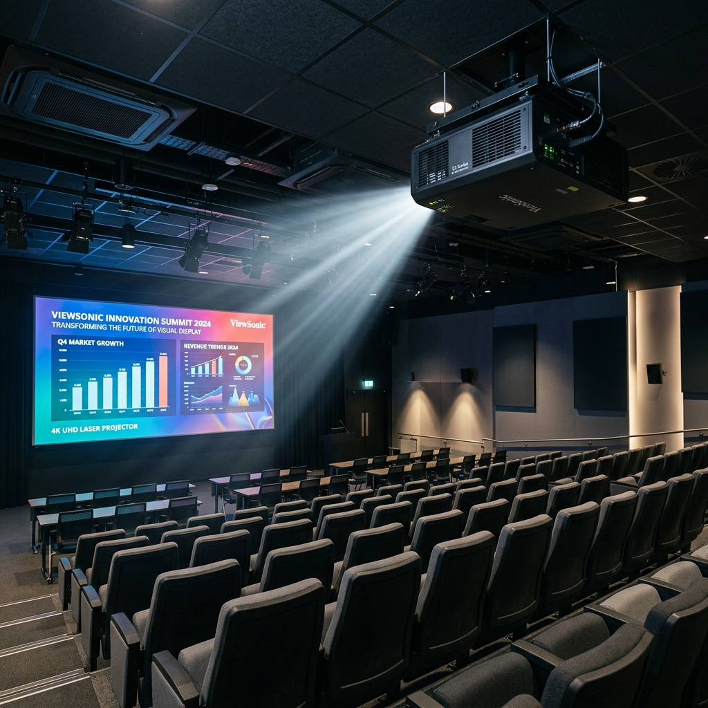 Proyector láser ViewSonic en auditorio corporativo